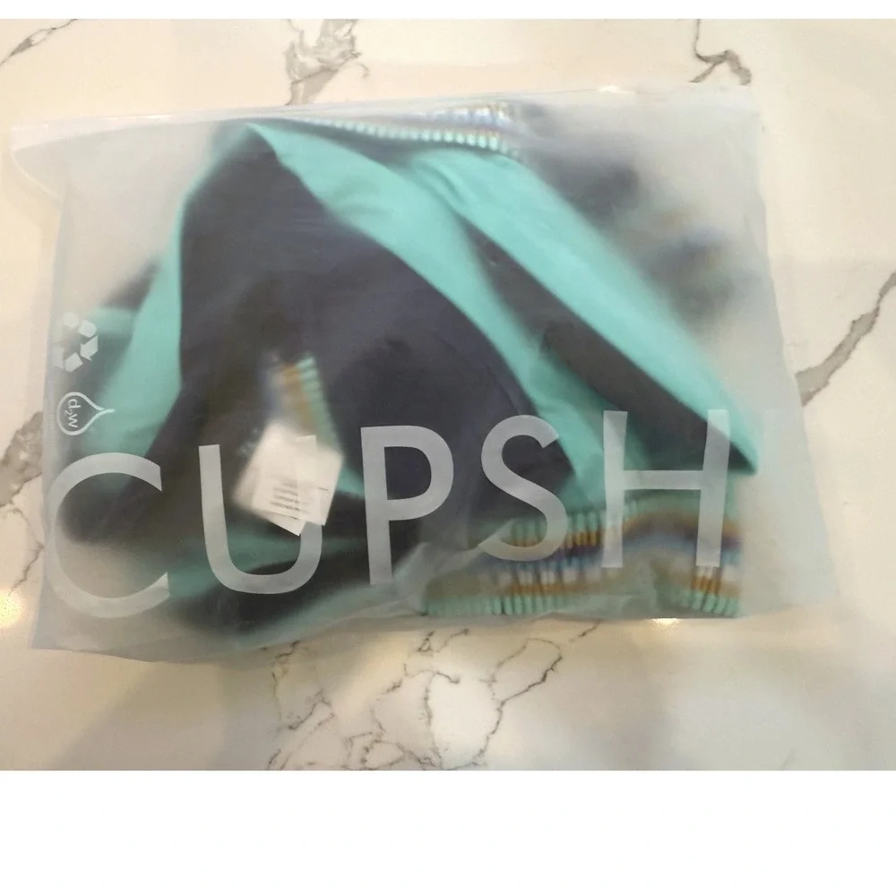 NWT CUPSHE Navy Blue High Waist Bikini 2-Piece Set‎ Swimsuit Womens L - Picture 8 of 9